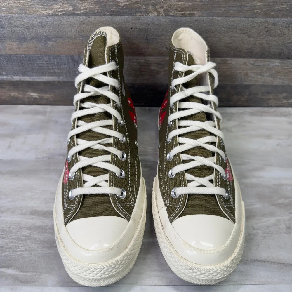 Converse Comme des Garcons PLAY Chuck 70 High Top Olive Green Size Mens 8 W 10 - Picture 5 of 11
